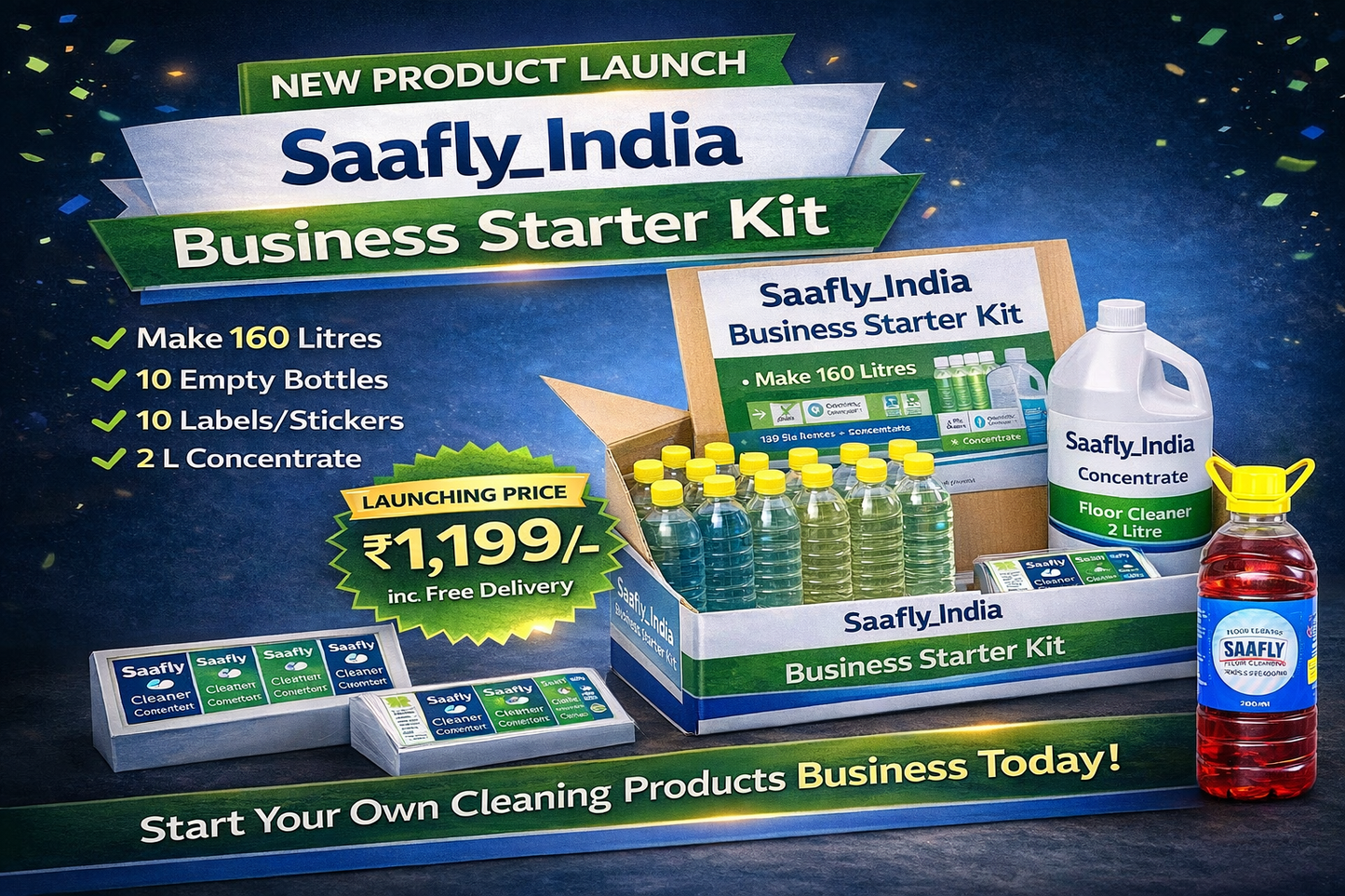 Saafly India Beginner Business Kit – Make & Sell 160 Litres