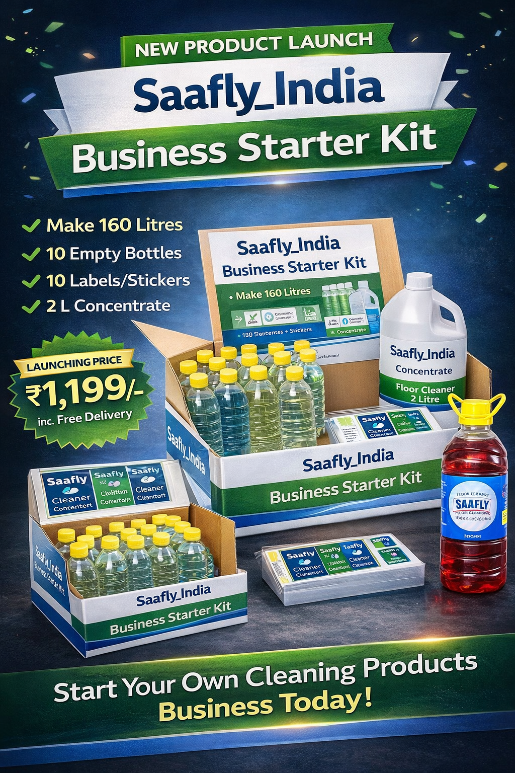 Saafly India Beginner Business Kit – Make & Sell 160 Litres